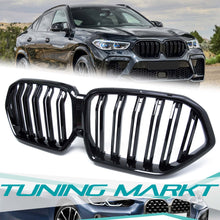 Glossy Black Double Slat Front Bumper Kidney Grille Grill for BMW X6 G06 2019+