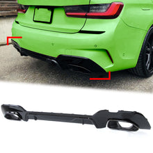 Glossy Black Rear Diffuser Square Outlet for BMW 3-Series G20 Sport Bumper 19-21