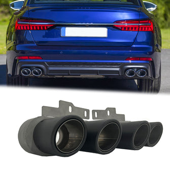 Matt Carbon Exhaust Tips Muffler Pipes for Audi A6 A7 C8 S Line 2018up