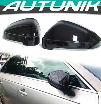 Side Mirror Cover Caps Glossy Black for Audi A4 B9 S4 RS4 A5 S5 RS5 W/O Lane Assist 2016-2021 mc20