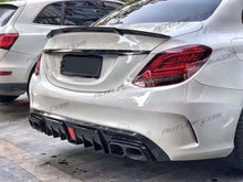 For Mercedes W205 Diffuser S205 Carbon Fiber Look Rear Diffuser Black Muffler Tips Brabus Style C300 C43 AMG di12