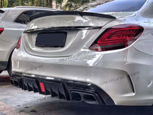 For Mercedes W205 Diffuser S205 Carbon Fiber Look Rear Diffuser Black Muffler Tips Brabus Style C300 C43 AMG di12