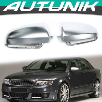 Side Mirror Caps Cover Replacement Matte Chrome for Audi A4 S4 B6 B7 A6 C6 A3 mc1