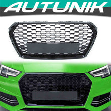  RS4 Style Glossy Black Honeycomb Front Bumper Grille Mesh  Grill For Audi A4 Sline S4 B9 Pre-LCI 2017-2019