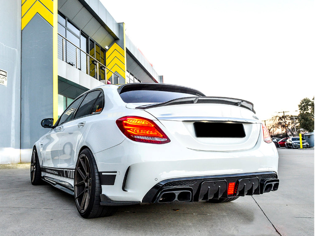 Rear Diffuser Black Muffler Tips - For Mercedes Benz W205 Sedan AMG ...