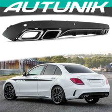 Rear Diffuser Chrome Exhaust Tips fpr Mercedes W205 Sedan w/ Standard Bumper di22