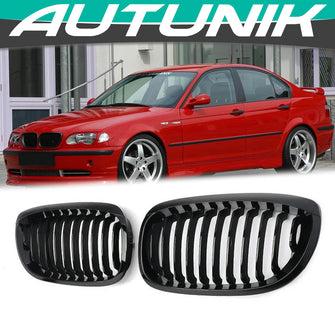 Glossy Black Front Kidney Grille Grill For BMW E46 3-Series 2Door Coupe Convertible LCI 2003-2016