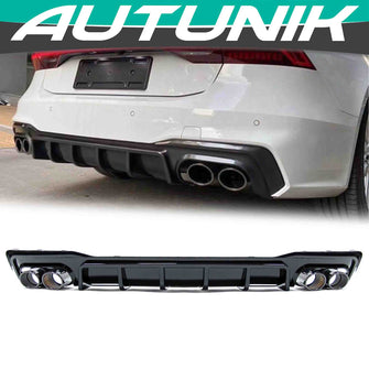 Rear Diffuser Valance + Exhaust Muffler Tips for Audi A7 C8 4K8 S-line S7 2018-2022 di85