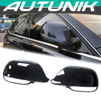 Glossy Black Side Mirror Cover Caps Replacement For AUDI Q5 8R SQ5 Q7 4L SQ7 2010-2015 W/O Lane Assist mc49