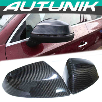 Carbon Fiber Side Mirror Cover Caps Replacement for Audi Q5 FY SQ5 Q7 4M 2017+ W/O Lane Assist mc18