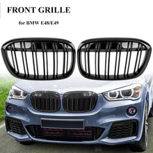 Shiny Gloss Black Front Bumper Kidney Grille For BMW X1 F48 F49 2016-2019